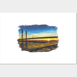 Bridge Sunset at Indian River Watercolor Posters and Art